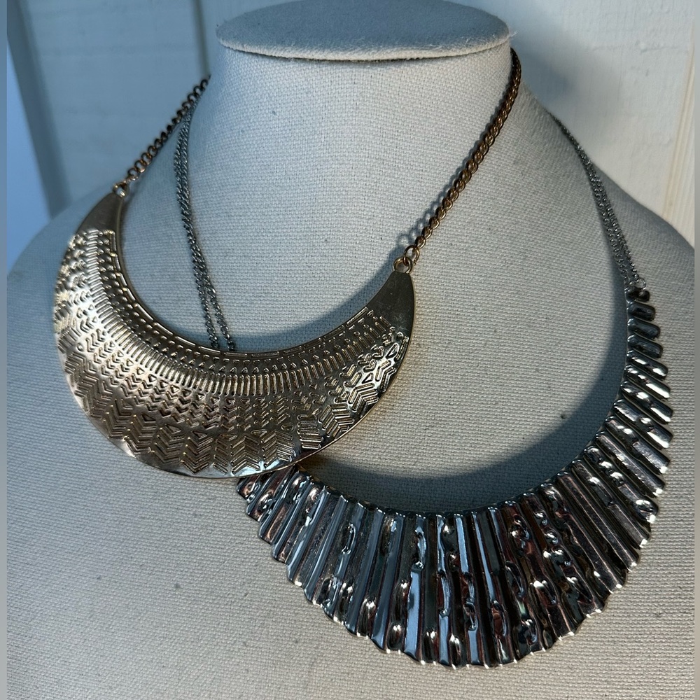 Two collar style statement necklaces